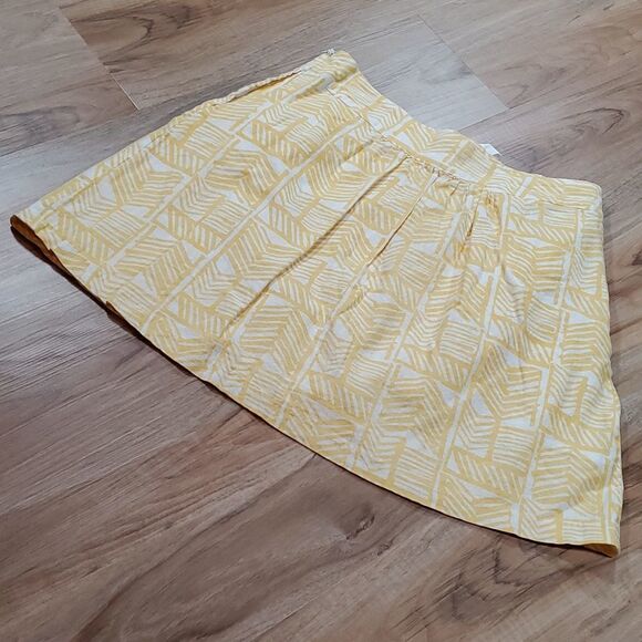 🔸️Love 21 Forever 21 Yellow & White Linen Skirt w/Pockets Medium - Picture 2 of 10